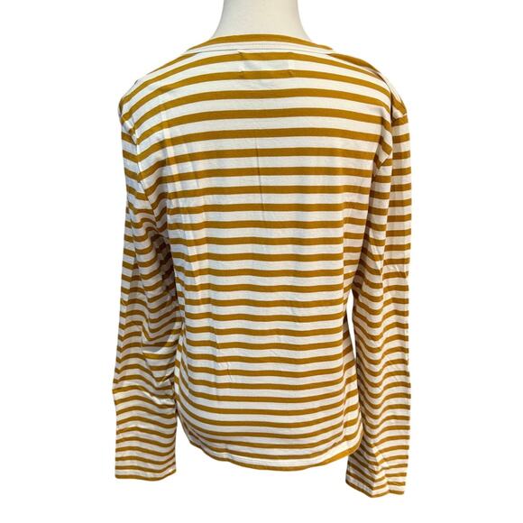 La Ligne Long Sleeve Striped Meredith Tee – Size L – Mustard & White - Picture 2 of 3